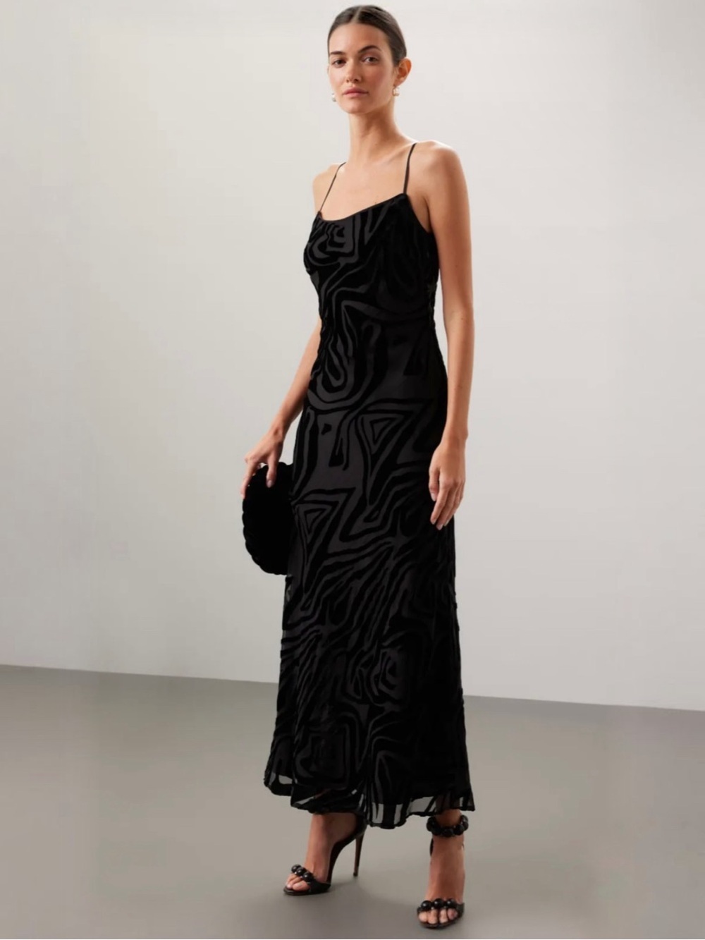 Ronny Kobo Collective Black and Sheer Burnout Slip Dress Women’s Sz 12